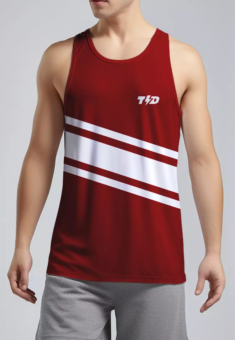 MSA91 Kaos Kutung Lari Merah Putih Tank Top Pria 3lines Td Bolt