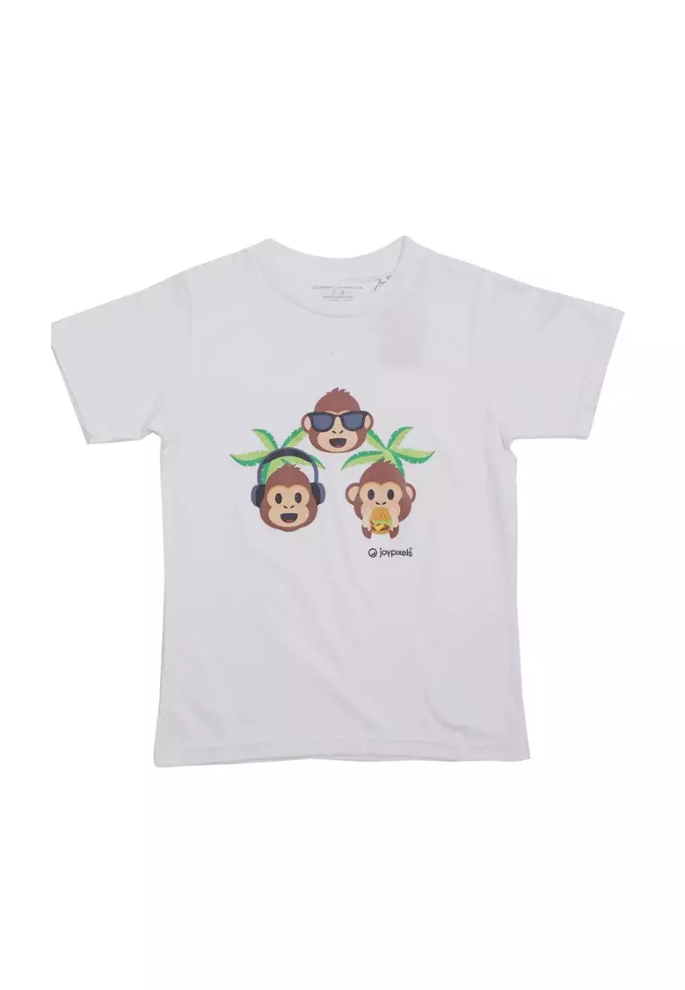 T-shirt Kids Joypixels White Three Wise Monkey