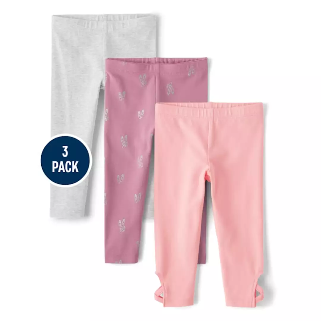 Toddler Girls Ballerina Leggings 3Pk - Celana Panjang Bayi Perempuan (Pink)