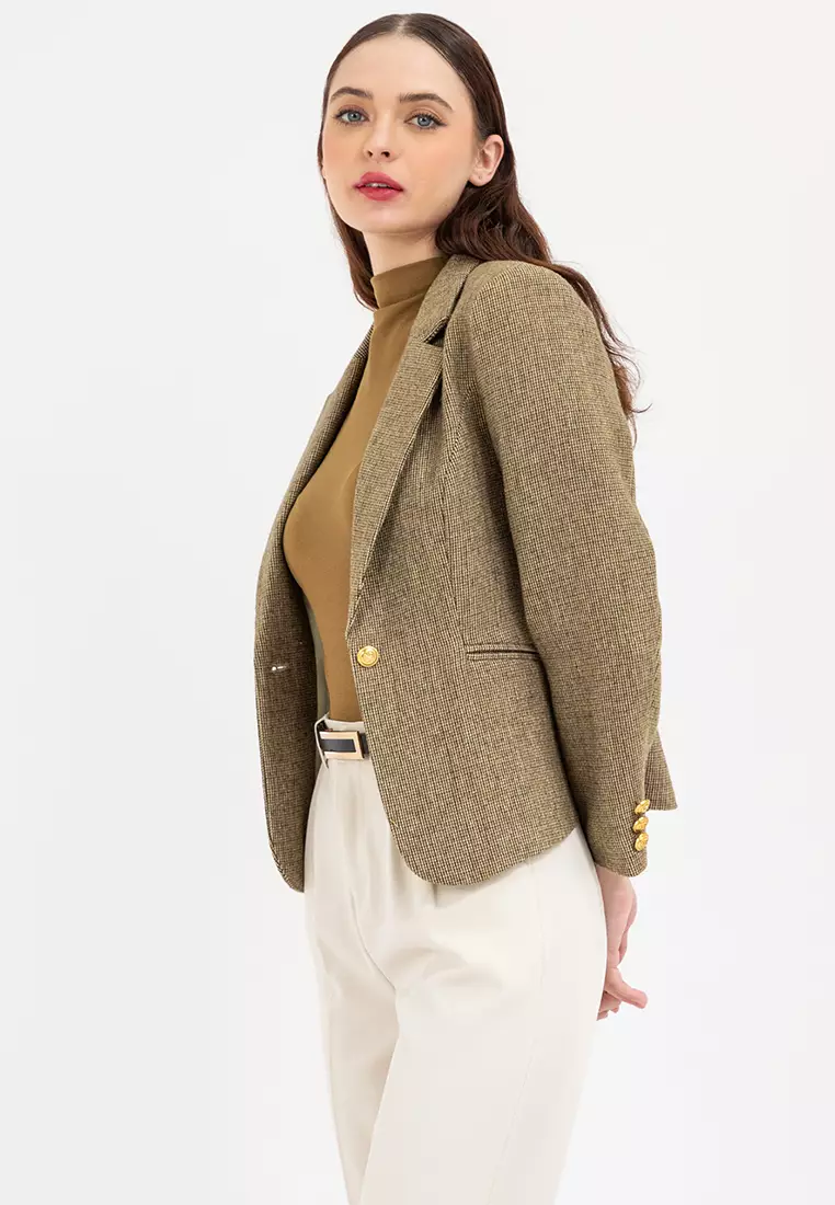 Slim Micro Houndstooth Blazer