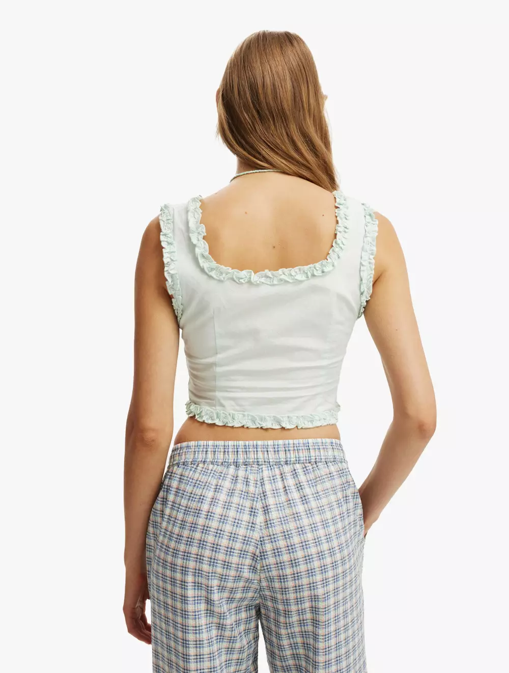 COTTON ON - ATASAN - EMILY RUFFLE TOP - POWDER GREEN