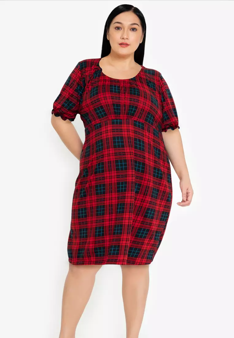 Checkered plus size outlet dress