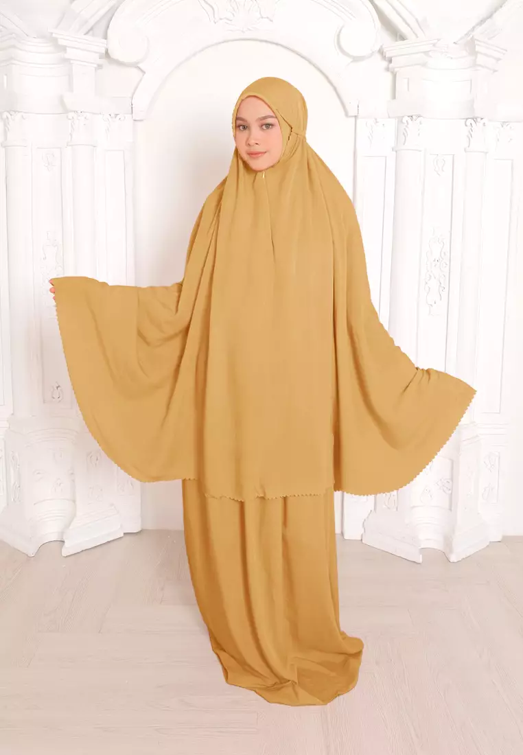 Zelena - Anavia Prayer Set | Mukena Dewasa 2 in 1 - Creamed Corn