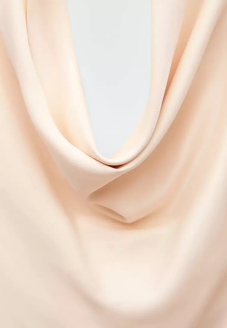 Draped Neck Satin Dress