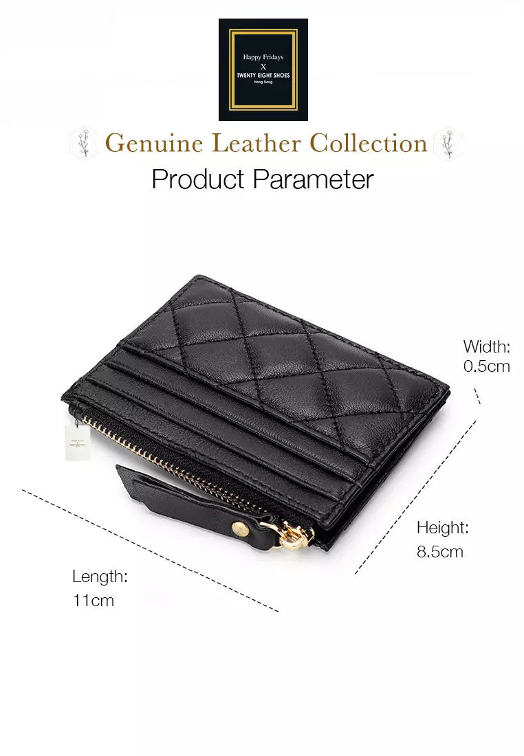 Quilted Sheepskin Card Holder Zip Purse JW YT-09