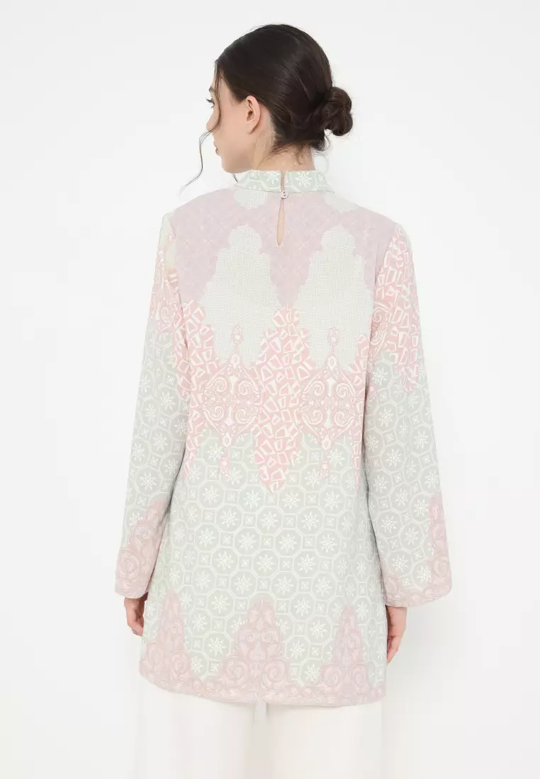 Blouse White Paisley Etnik Pastel Sanghai Neck Arlette By Brilliant Girl Warna Putih