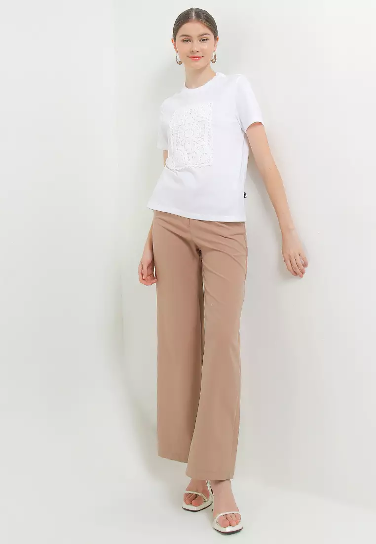 Elara Tee With Crochet Patch