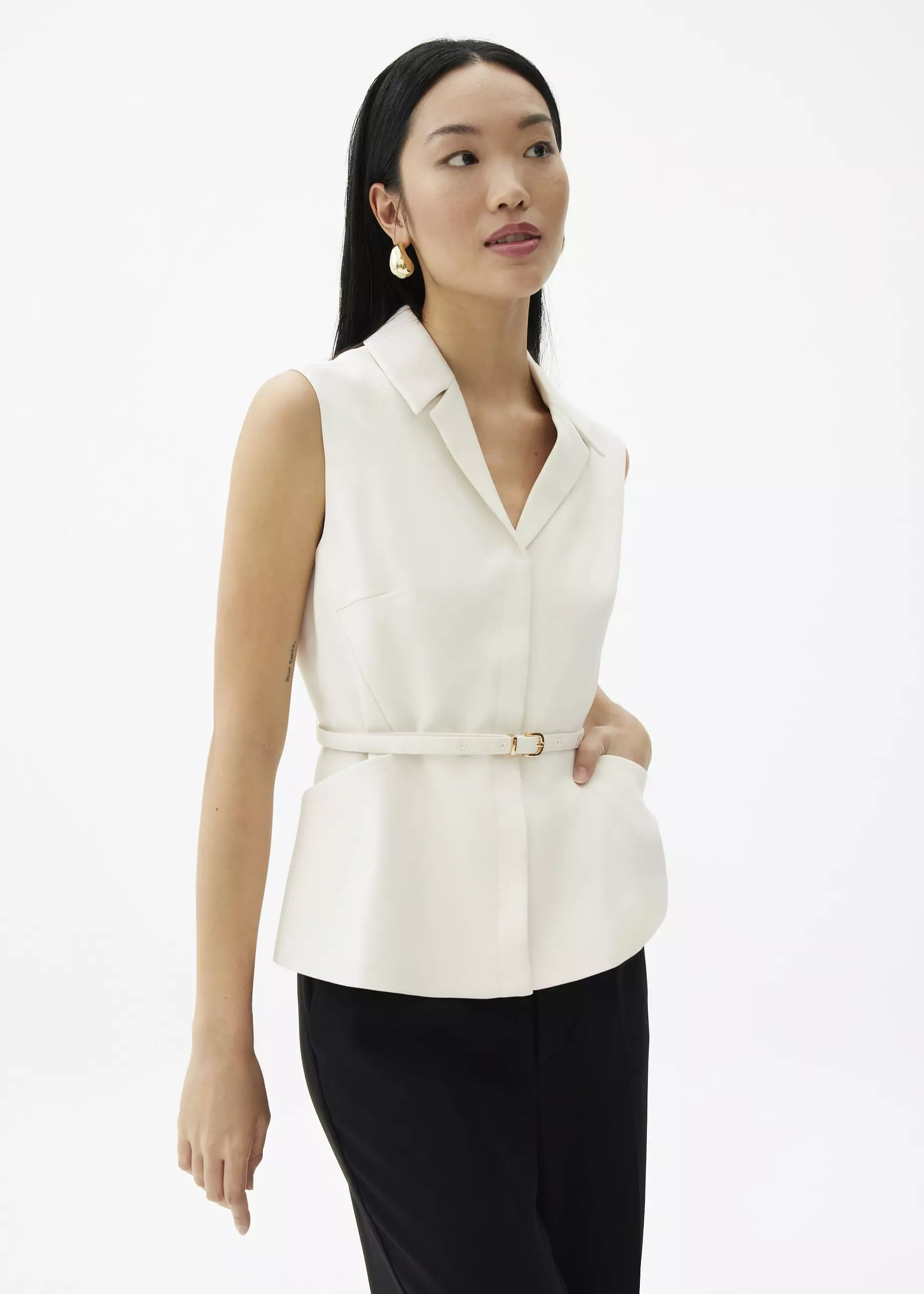 Vest Wanita - Ling Belted Tailored Vest
