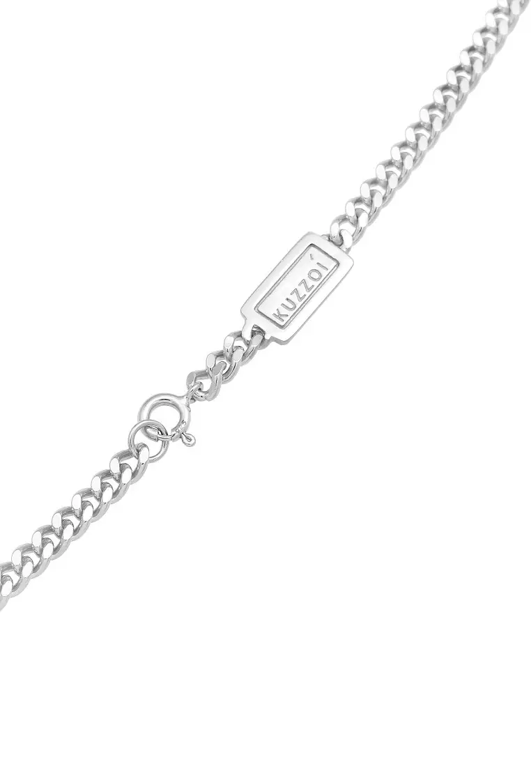 EXCLUSIVE Kalung Perhiasan Perak 925 Pria Curb Chain Basic Trend