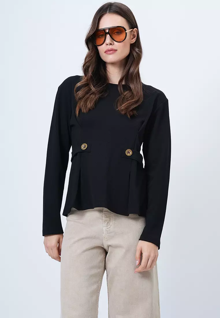 Buttoned Pleated Blouse
