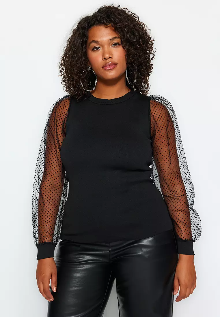 Black fishnet discount top plus size