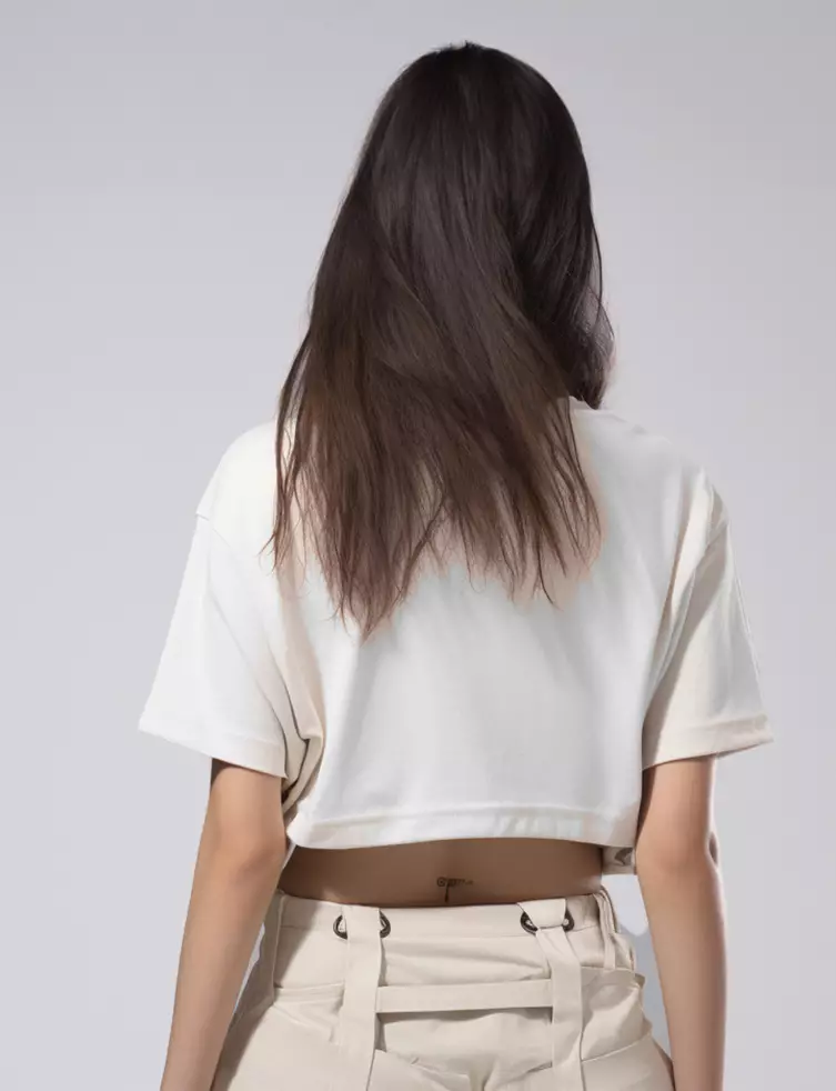 LTE91 kaos crop top oversize OLC wanita tulisan simpel layered hearts putih