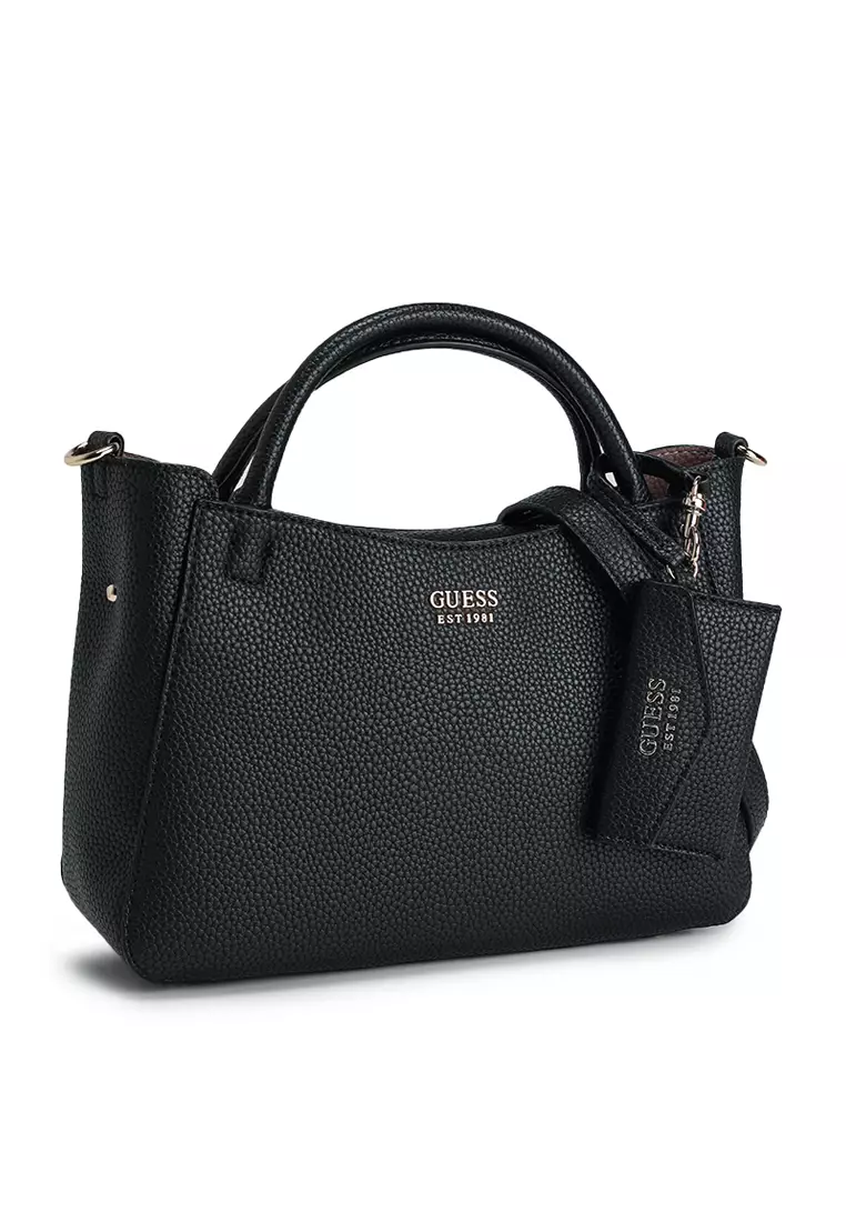 GUESS Brenton Small Girlfriend Satin Clutch - Black, Twist Lock Closure - View #10