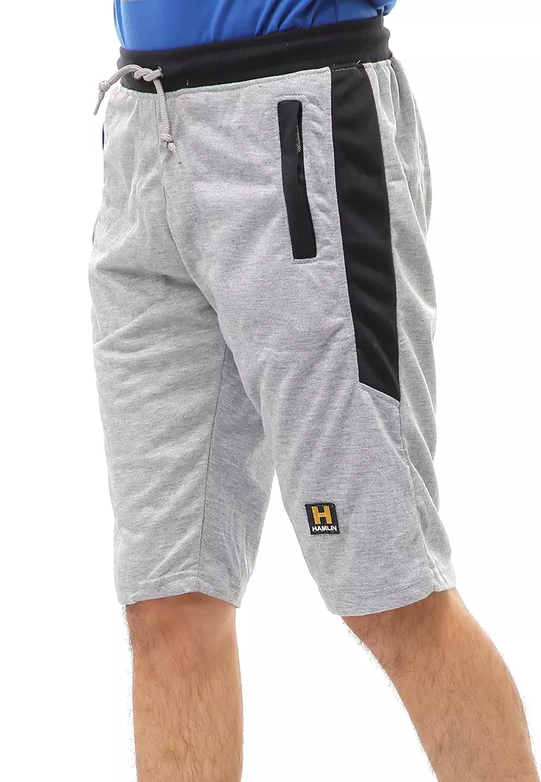 Rishham Short Pants Celana Pendek Kasual Pria Material Baby Terry ORIGINAL - Light Gray