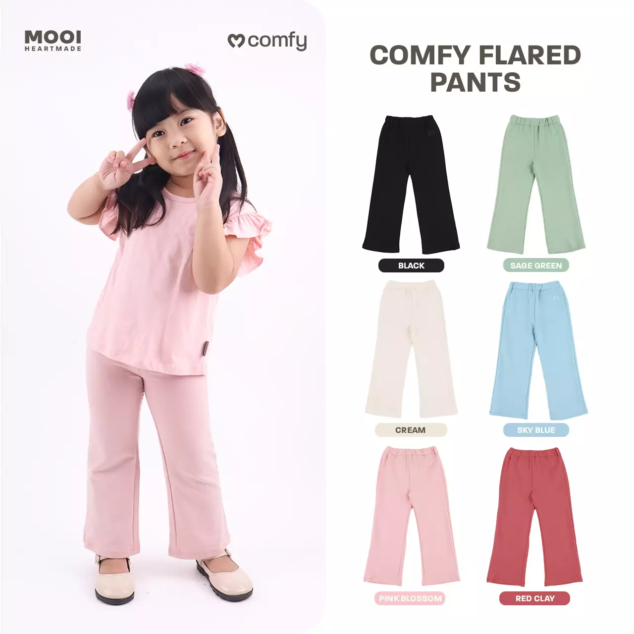 Mooi Celana Panjang Anak Perempuan Comfy Flared Pants - Red Clay