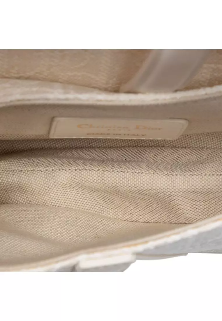 Pre-Loved Dior Mini Oblique Embroidered Canvas Saddle Bag