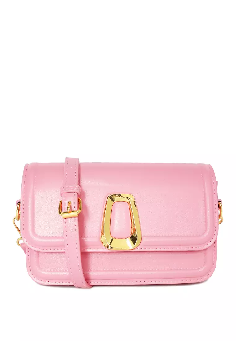 Buy London Rag Classic Gold Buckle Flap Bag in Pink Online | ZALORA ...