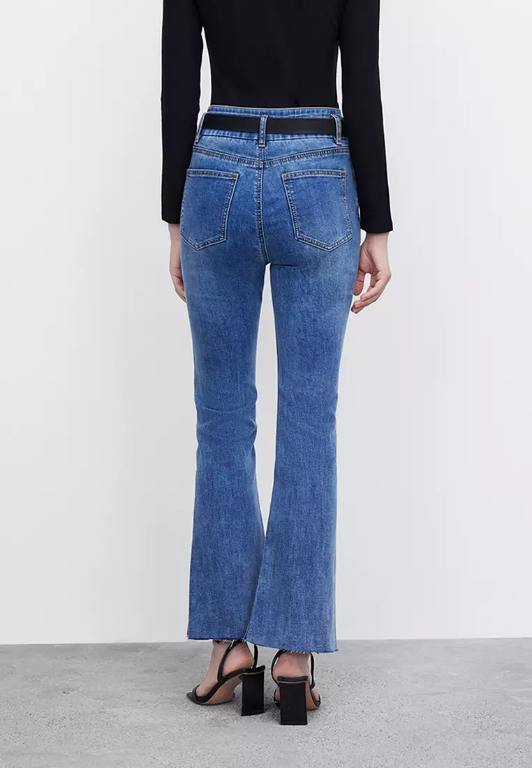 Buy URBAN REVIVO Slit Hem Flare Jeans 2024 Online