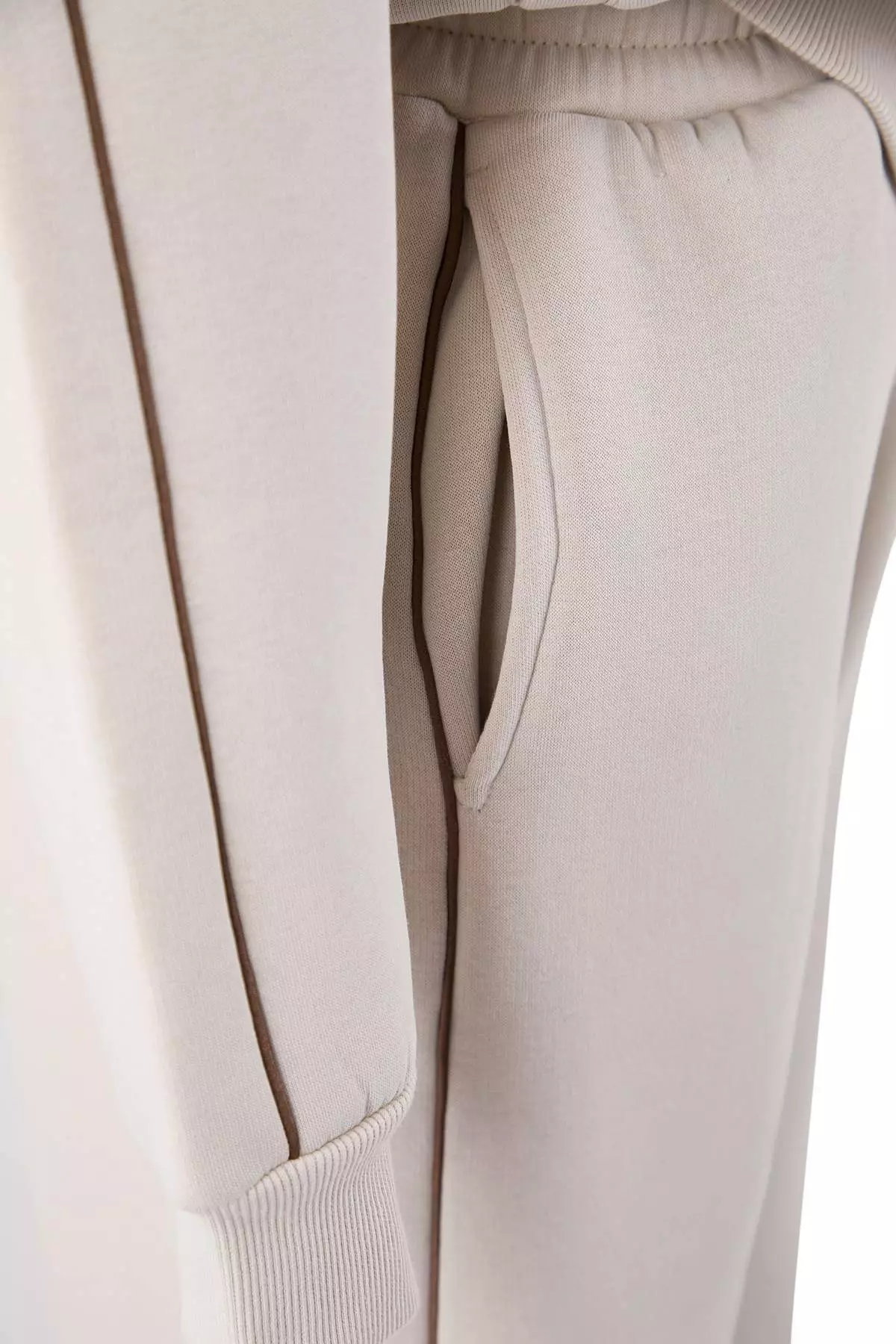 Stone Thick Brushed Inside Zip-Up Hooded Oversized/Wide Fit Knit Tracksuit Set Twoaw26Em00000