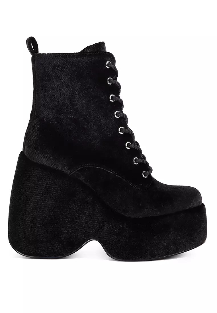 Velvet store platform boots