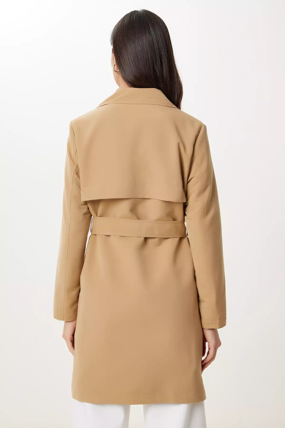 Buy Happiness Istanbul Women's Biscuit Belted Short Woven Trench