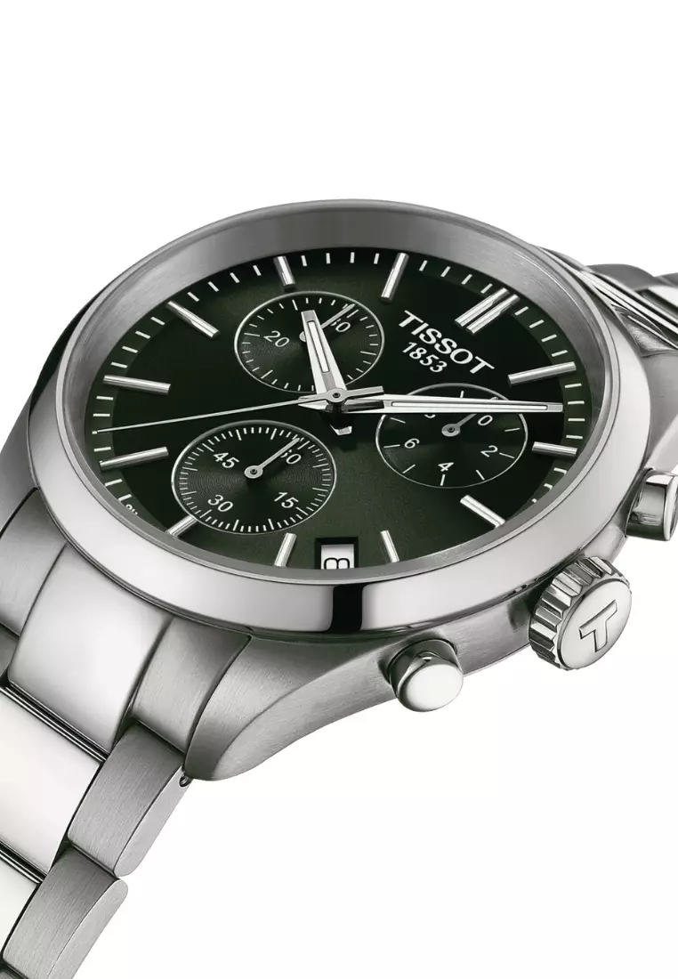 Tissot PR 100 Chronograph Green Dial Silver Stainless Steel Band Quartz Watch T1504171109100