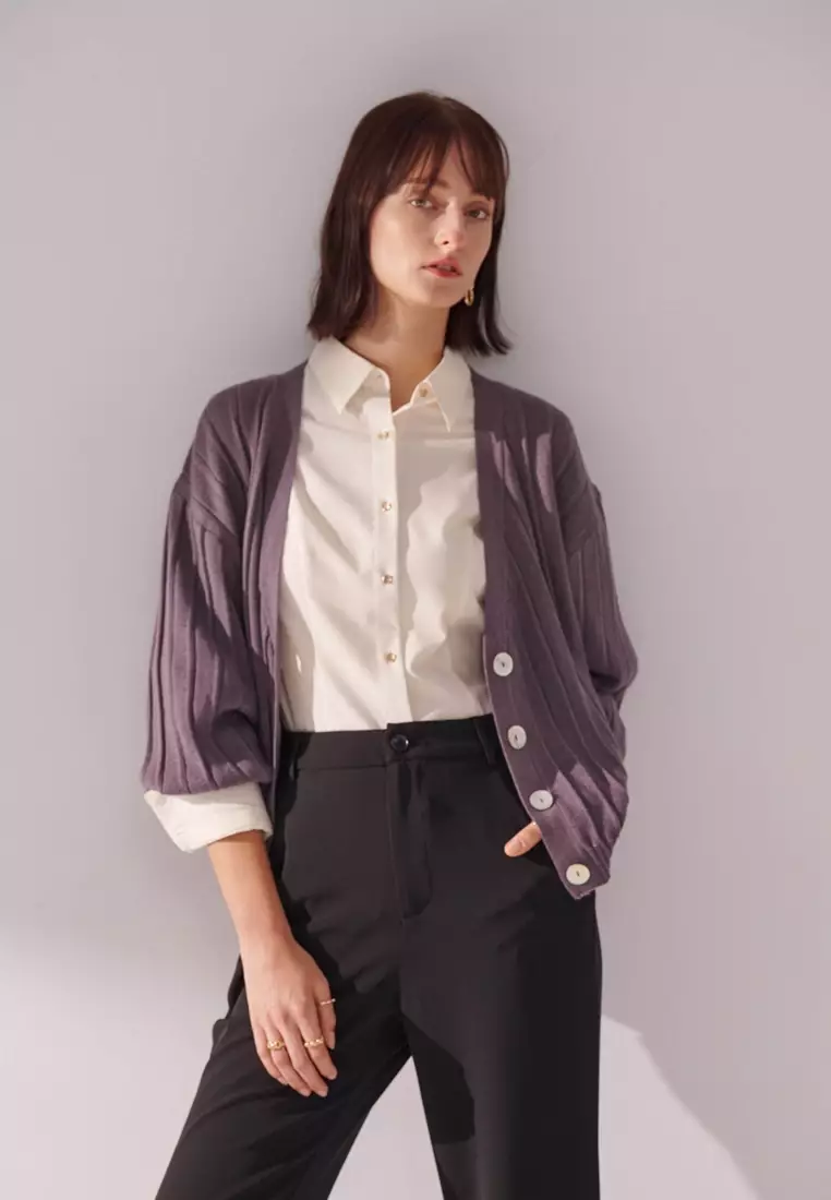 Gray Purple Cardigan