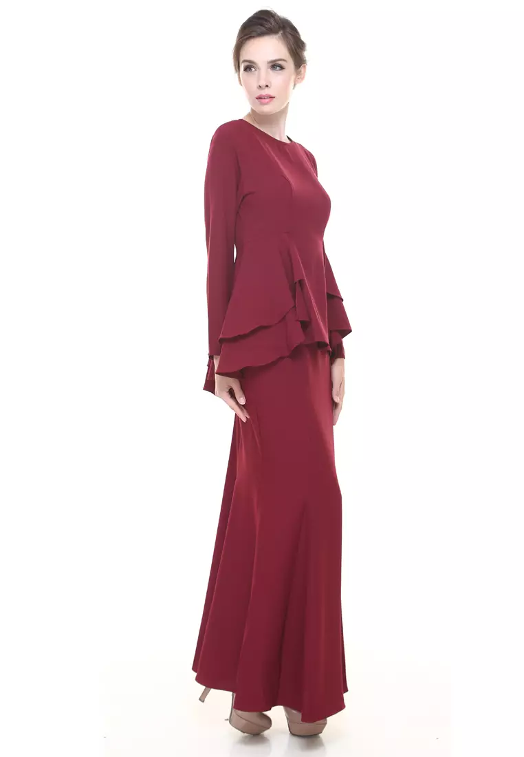 Lora Peplum in Maroon