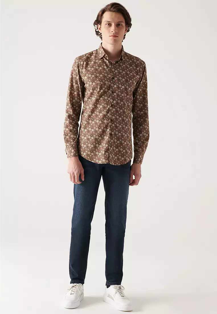 Abstract Patterned Slim Fit Shirt