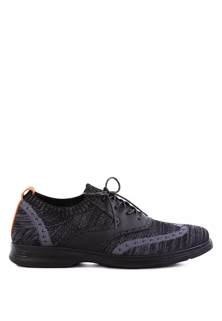 Discount on London Rag  shoes - SKU: Black Casual Knitted Brogue Sneakers