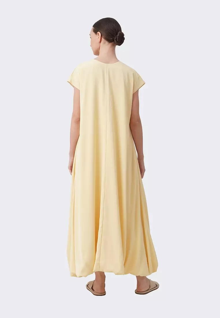 Women's Cap Sleeve Bubble Hem Maxi Dress