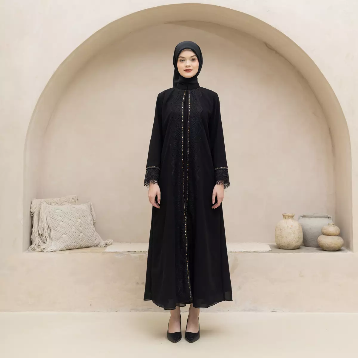 EPC Abaya Zafira - Black - Brocade Collection