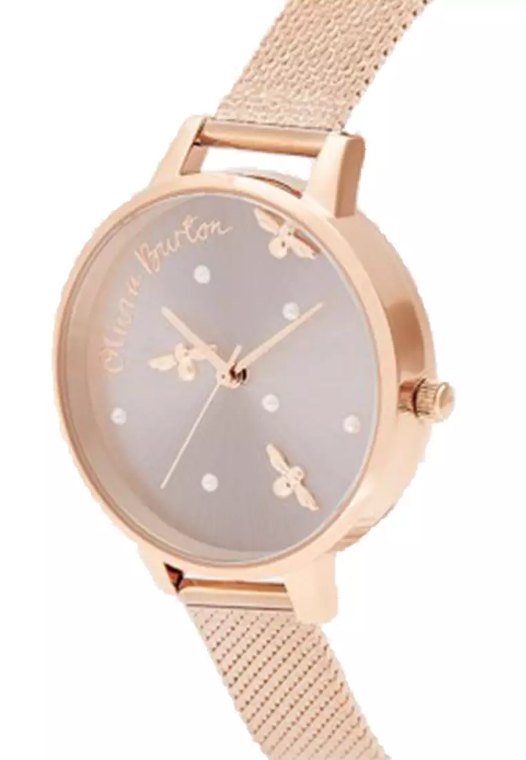 Olivia Burton Pearly Queen Rose Gold Mesh - OB16PQ04