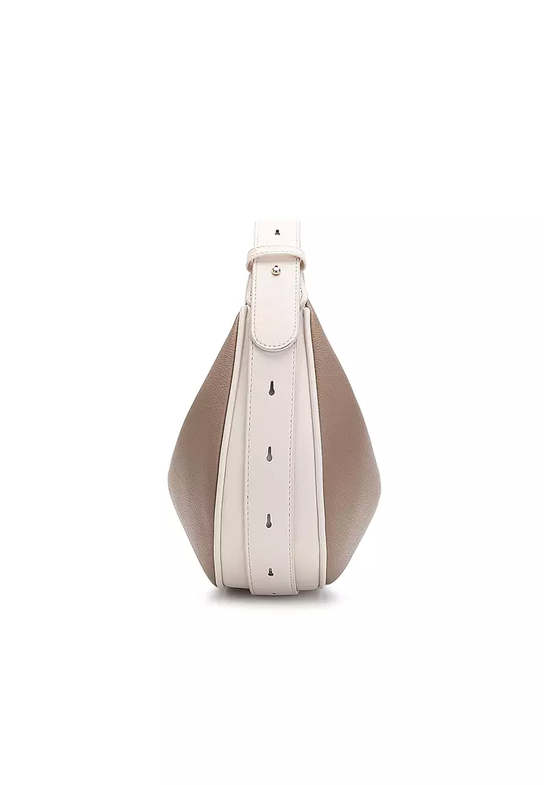 Women's Shoulder Bag / Sling Bag / Crossbody Bag - Taupe / White