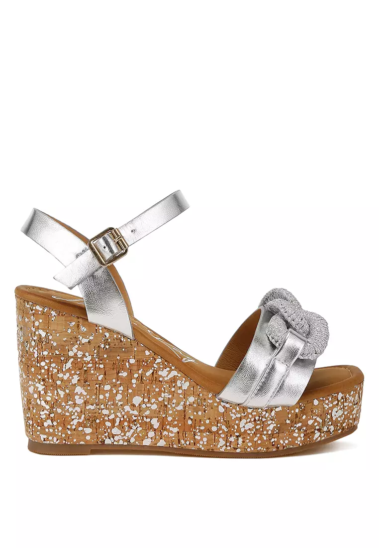 Discount on London Rag  shoes - SKU: Chain Link Detail Wedge Sandals in Silver