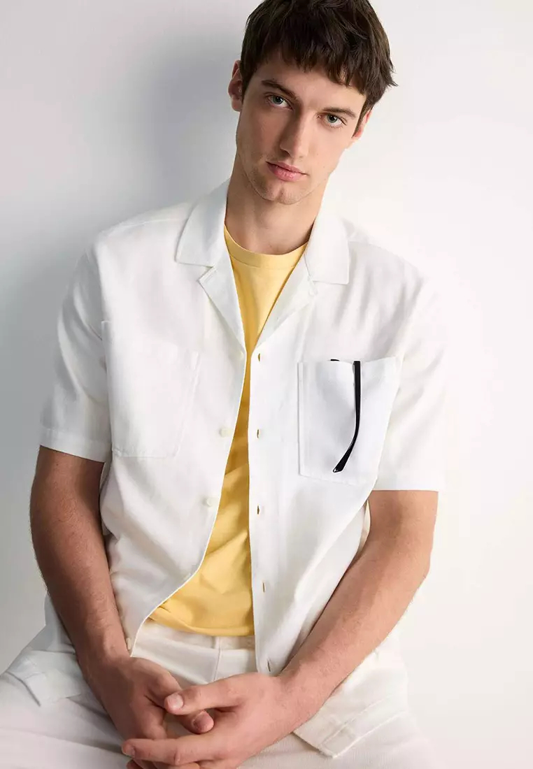 100% Cotton Relax Fit Cotton Short Sleeve Shirt E1386Ax25Sm