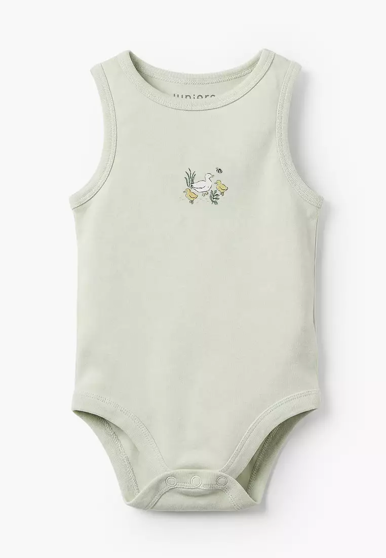Babyshop Pack Of 7 Juniors Crew Neck Sleeveless Bodysuit With Duck Print