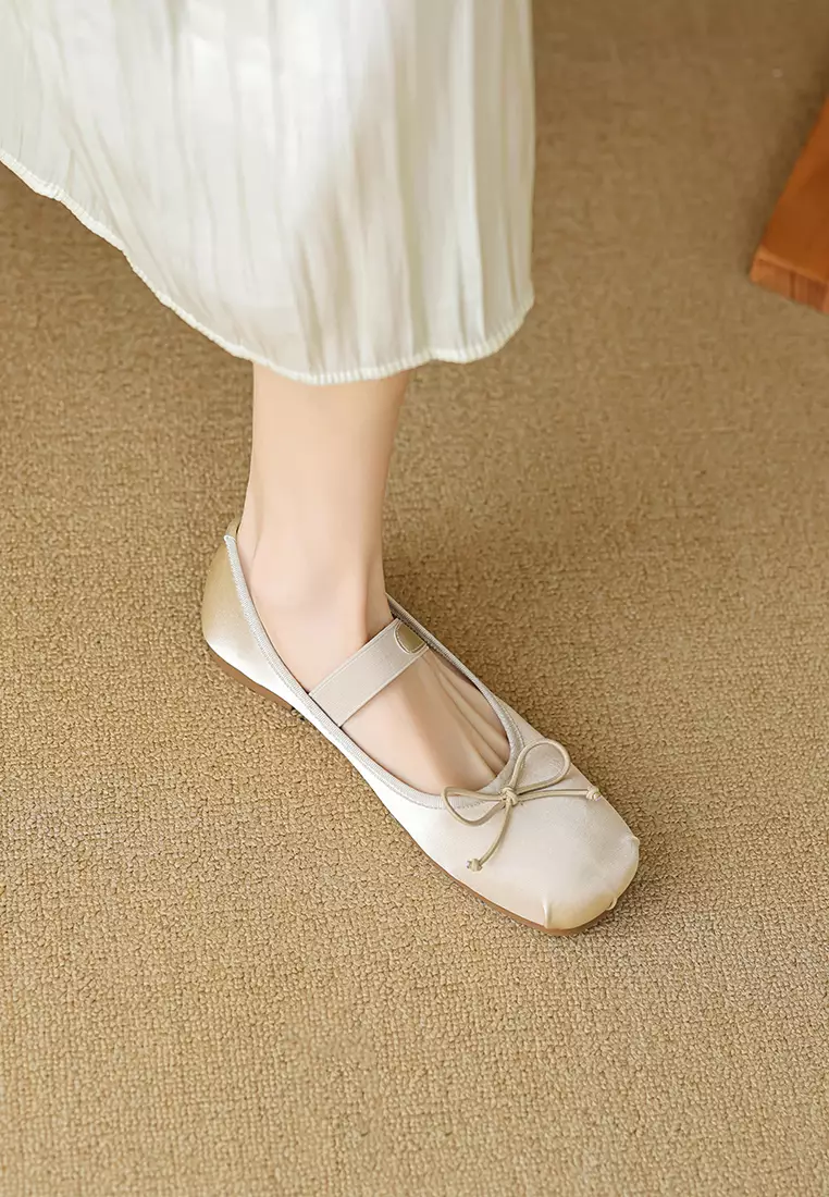 蝴蝶結圓頭搭帶芭蕾平底鞋 WW222-1