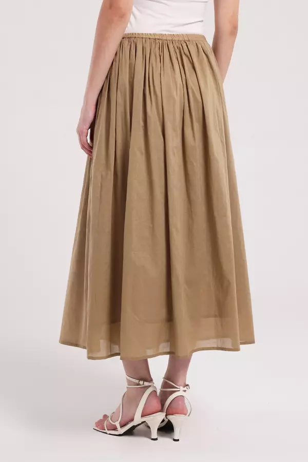 MINIMAL - Pauline - Rok Lebar Bahan Katun - Khaky Warna Khaky