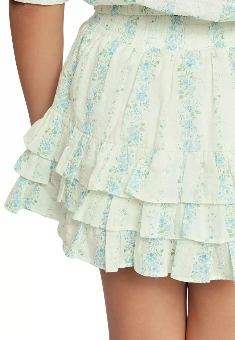 Grachele Printed Tiered Skirt with Elastic Waist