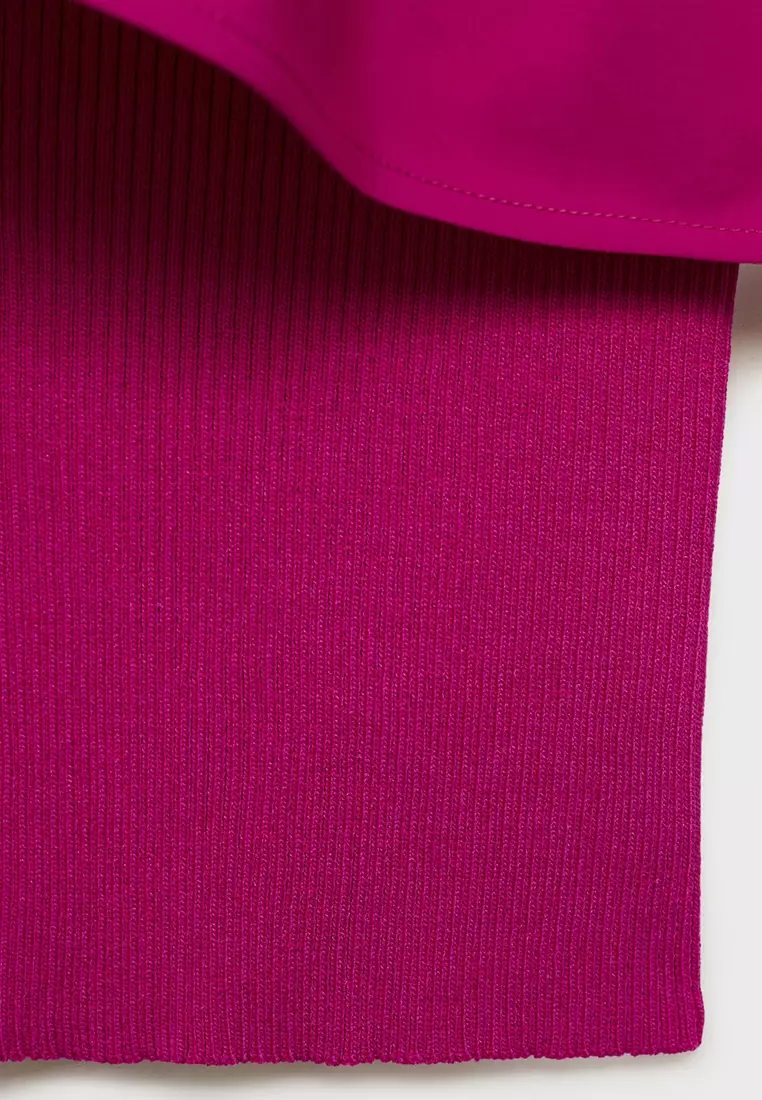 Asymmetrical Top In Combined Fabric