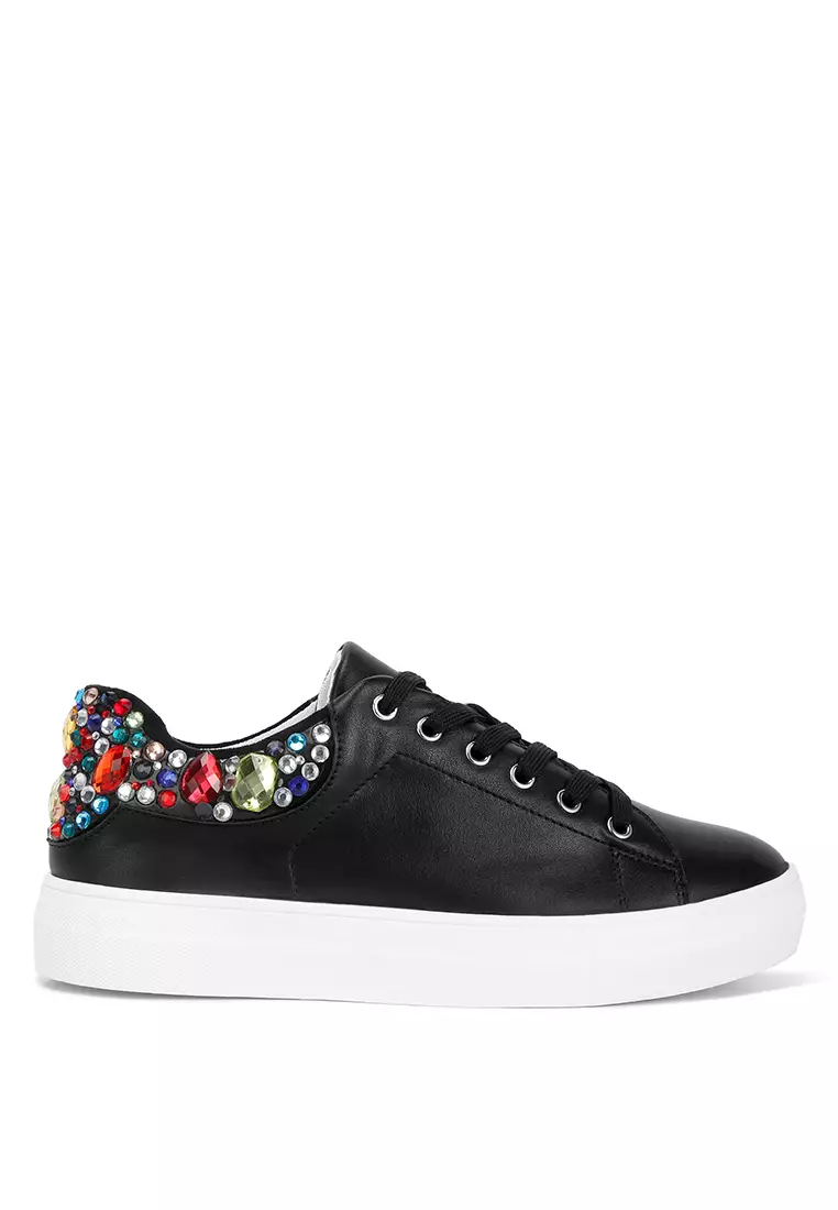 Discount on London Rag  shoes - SKU: Gems Diamante Sneakers In Black