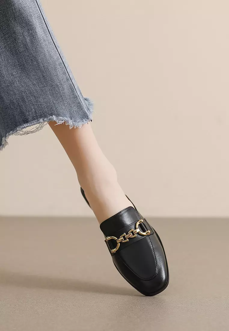 Horsebit Synthetic Leather Mules WW340-8