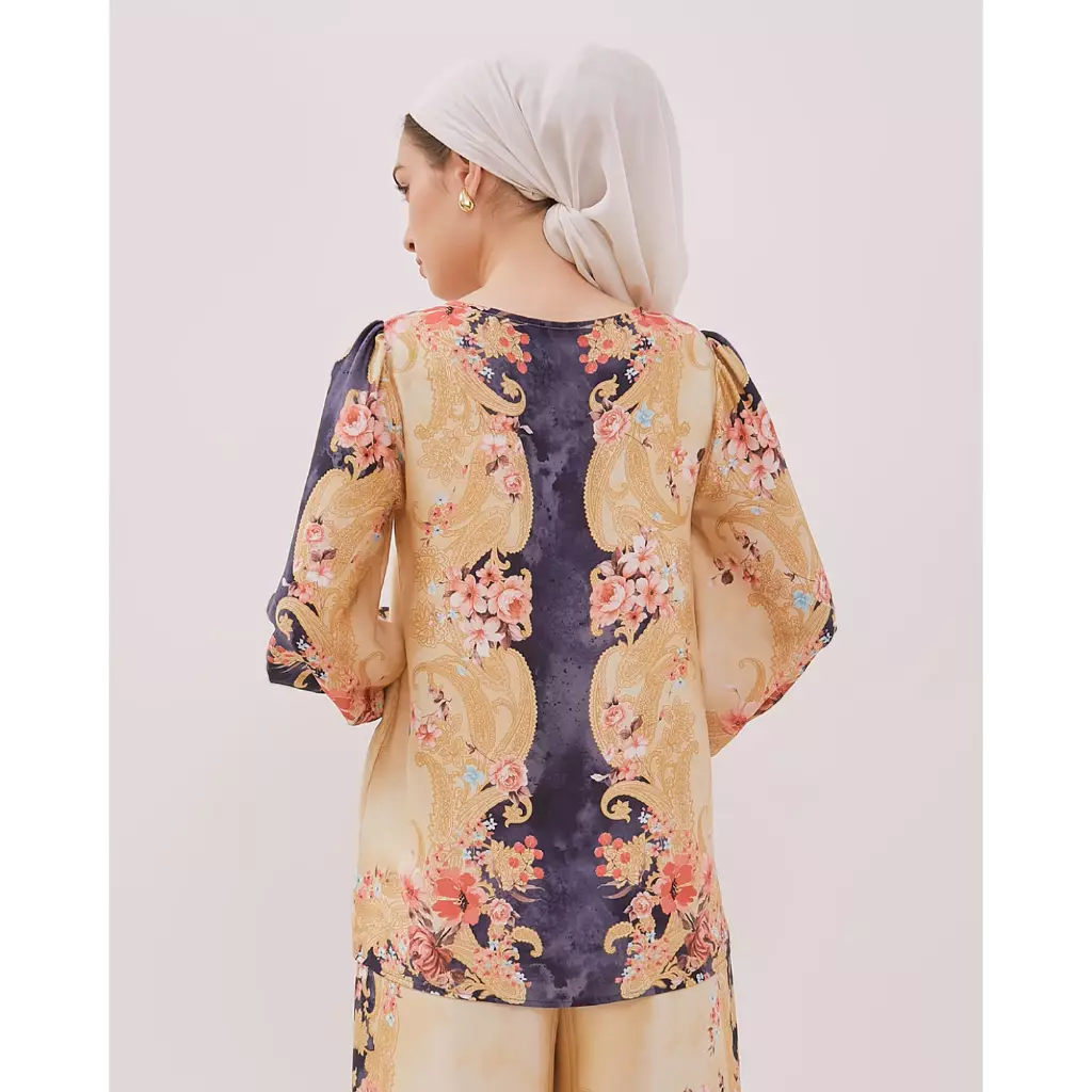 Urban Exchange Tunik Samara Blue - Atasan Wanita Lebaran Motif Prints