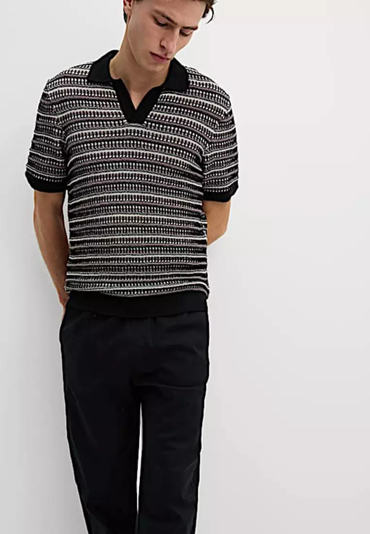 Cotton Blend Knitted Polo Shirt