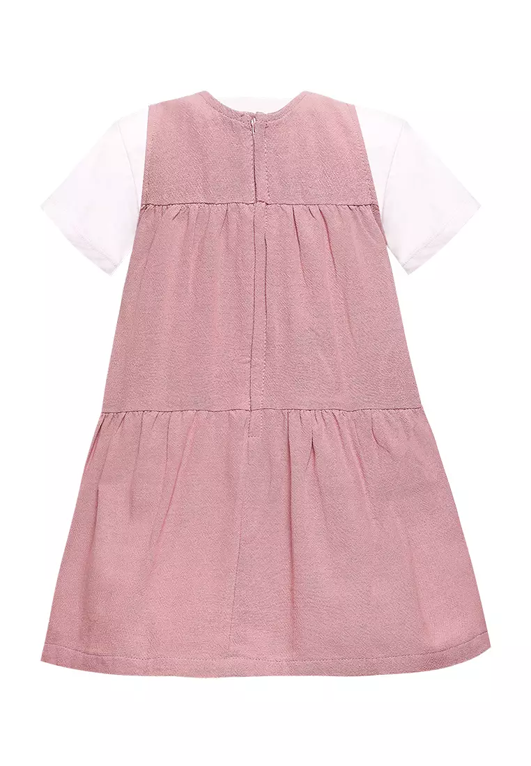 Qna Girl Lefleda Overall Dress Midi Anak Dusty Pink