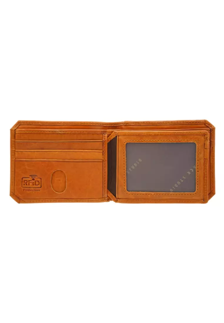 Jack Studio Vegetable Tanned Leather RFID ID Coin Bifod Wallet JWC 30858