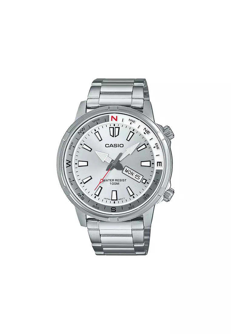 Men Analog Watch MTD-130D-7AV Silver Stainless Steel Strap