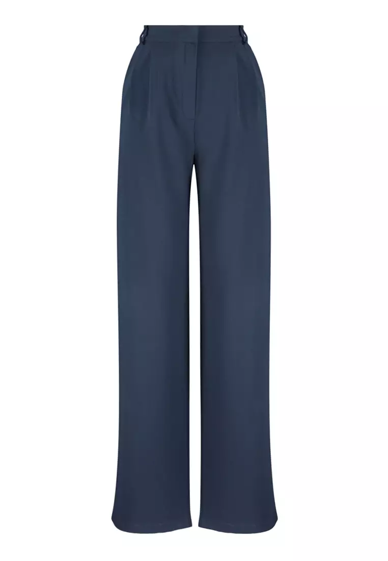 Navy Blue Wide Leg Trousers