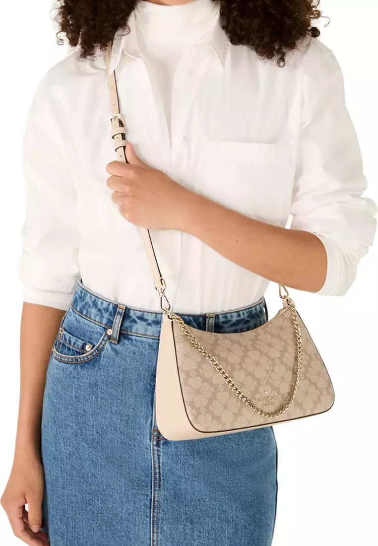 Kate Spade Signature Spade Flower Medium Convertible Crossbody Bag in Dark Beige Multi KI381